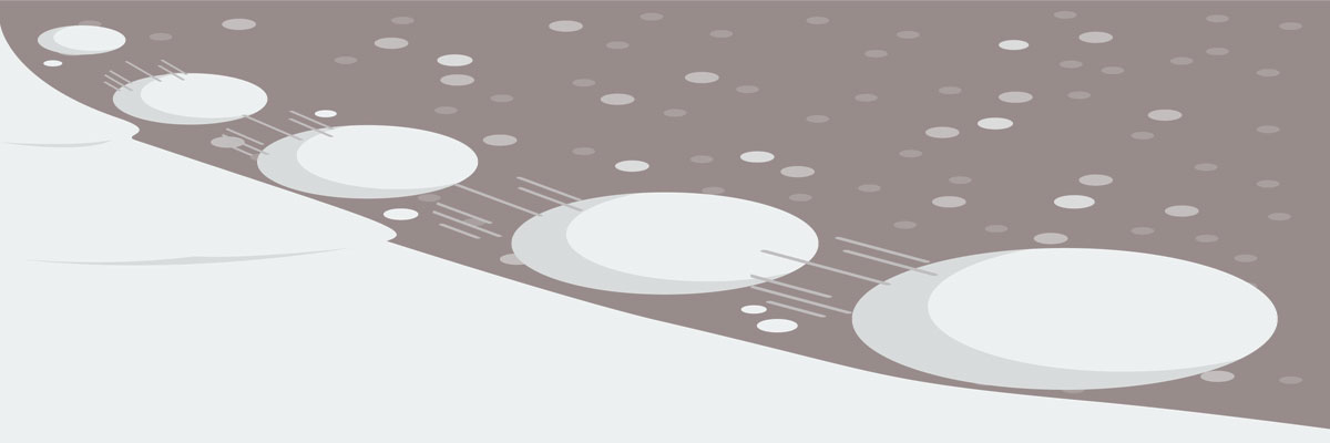 Snowball rolling and growing banner.
